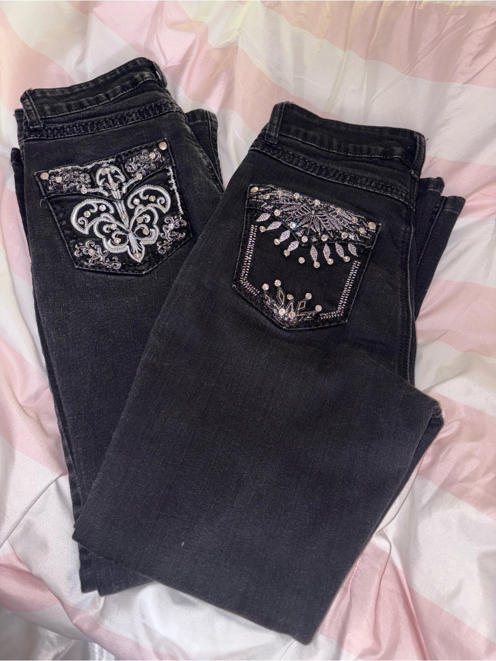 NO BRABD Black Bootcut Jeans with Embellished Back Pockets